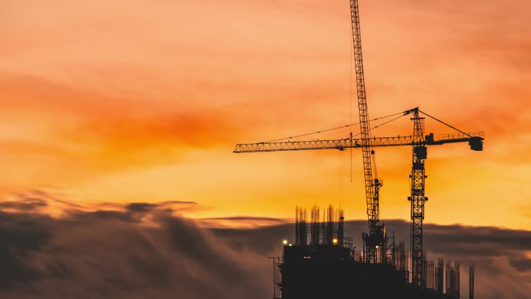 STV Pile Foundation construction site at sunset
